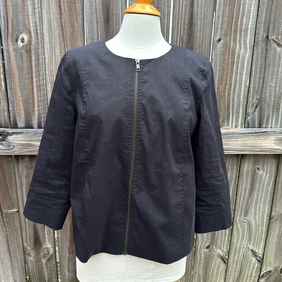Eileen Fisher polished ramie zip up jacket, size medium - Picture 1 of 7